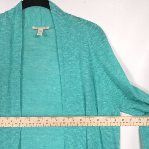 EILEEN FISHER SET Women ORGANIC COTTON Knit Open Cardigan + Tank Top S/P Aqua - Picture 7 of 14